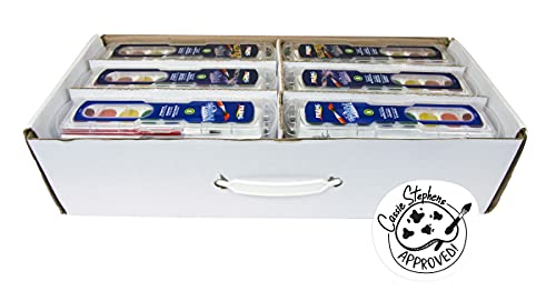 Prang Classroom Master Pack- Watercolor Paint Sets, 12 Each: 8-Color Basic Sets, 8-Color Glitter Sets, 8-Color Metallic Sets, 36 Sets Total (80519)