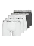 JACK & JONES Herren Boxer Shorts, 5er pack, White/Dark Grey melange, L