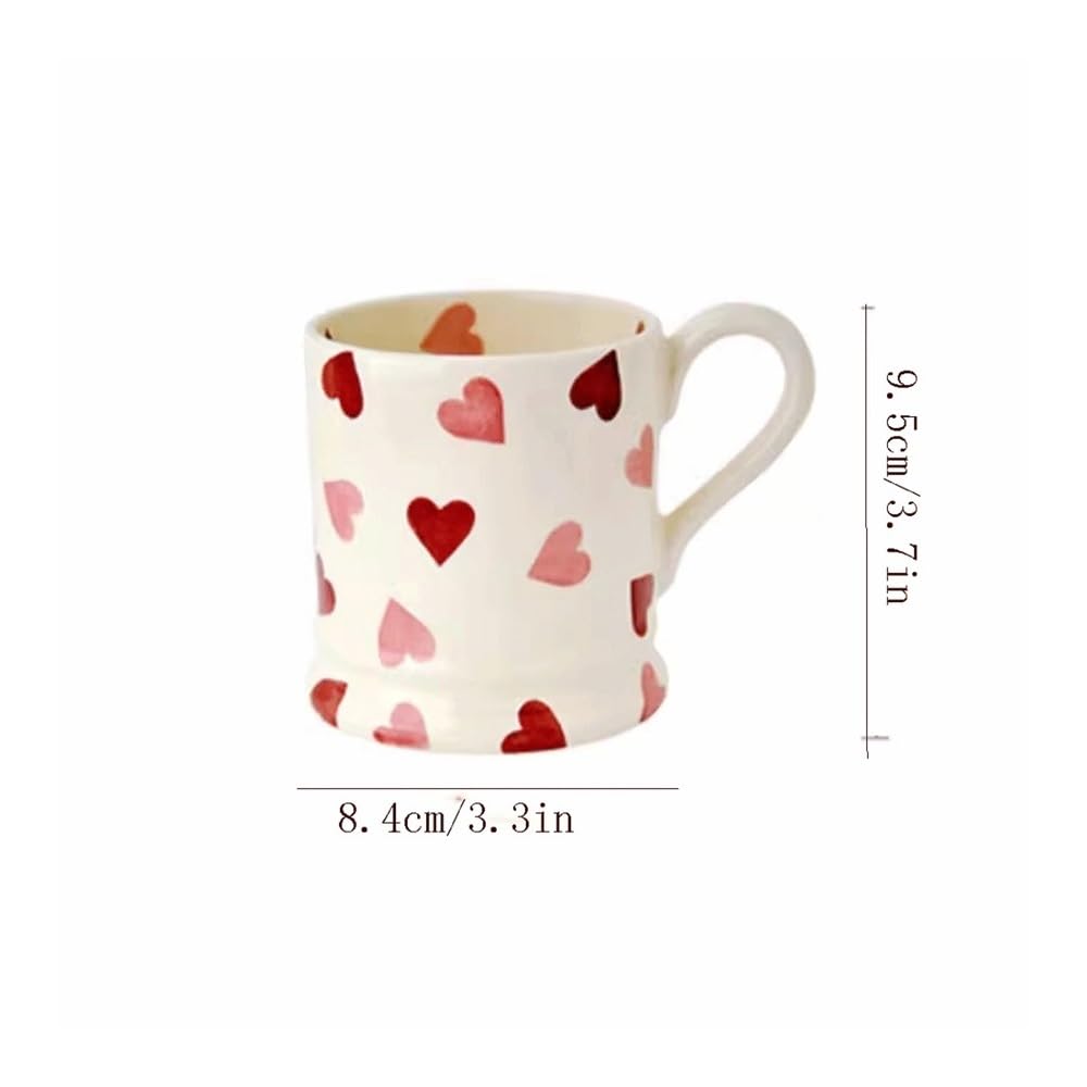 Tasse, Rosa herzförmige Kaffeetasse Emale Schlafsaal Trinkbecher Büro Frühstück Joghurt Becher Haushalt Milch Saft Tasse, für Mama, Papa, Oma, Ehefrau(L)