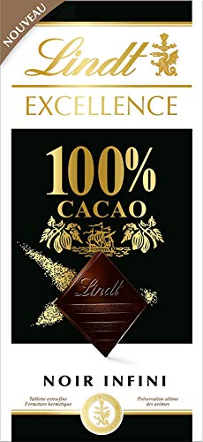 Image of Lindt Excellence 100% Cacao Dark Chocolate Bar 50Gram (Pack Of 2)
