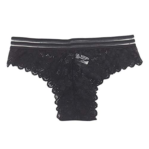 Preisvergleich Produktbild Fenverk Damen Panties Hipster mit verführerischen Spitzendetails,UnterwäSche Damen,Slips Panties,Victoria Secret,Ouvert Slip,SchlüPfer,Boxershorts,Pantys Sexy Baumwolle(B Schwarz)