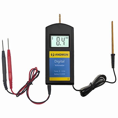 Image of Andmon Electric Fence Tester Battery Testing Digital Electric Fence Voltage Tester Testing Range 250 to19900V LCD Voltage Detector Gardening Tools