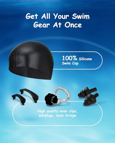 Image of Kids Swim Goggles, Anti-fog and UV Protection with Swim Cap for Age 3-15 Youth Boys Girls Toddler