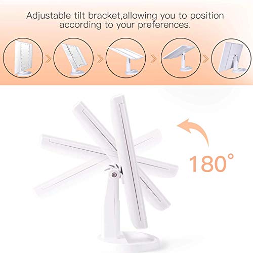 BESTOPE Makeup Mirror with Lights 21 Led Light Up Mirror with 2X/3X Magnification Vanity Mirror with Lights Touch Screen 180 Degree Rotation Dual Power Supply - Thumbnail 4