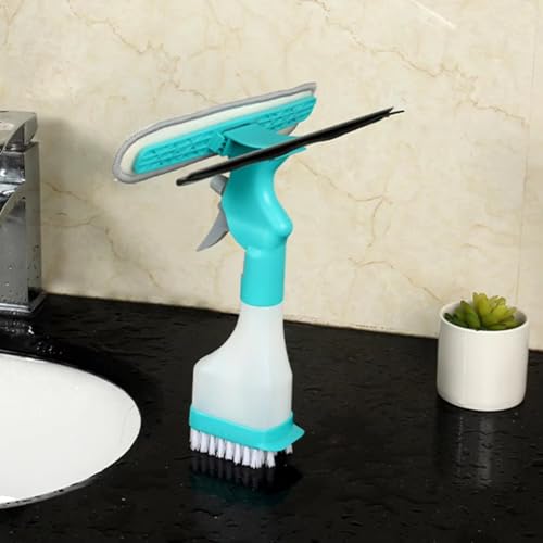 Limpador de Rodo de Janela com Spray, Ferramenta 4 em 1 para Limpeza de Vidros, Espelhos, Azulejos,
