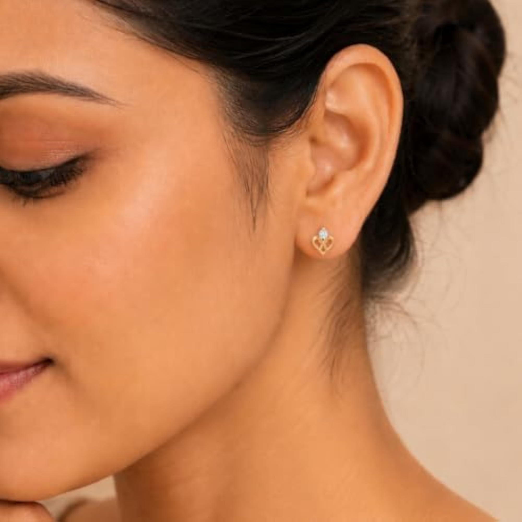 Women's 925 Sterling Silver Rhodium Plated Open Heart Cubic Zirconia Stud Earrings