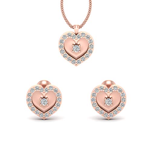 Colgante de corazón de diamante 0,25 TCW y pendientes a juego para regalo de aniversario