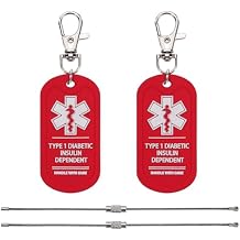 MEDMAX 2 Pack Type 1 Diabetic Insulin Dependent Tag, Handle with Care for Bags or Luggage Containing Medical Devices, Easy to Spot, Dual-Side Medical Alert Zipper Pull Bag Tags