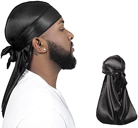 ForceWave 2 Pieces Silky Durag Pack for Men Women Waves, Premium Satin Deluxe Du-rag