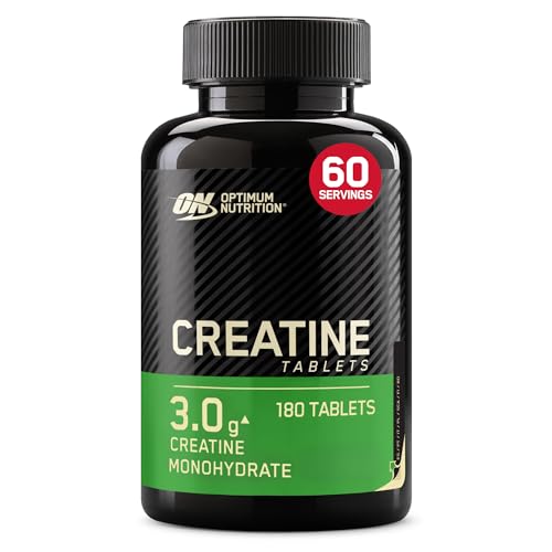 Optimum Nutrition Creatine – 3 g de Monohidrato de Creatina por Porción para Apoyar el Rendimiento durante el Entrenamiento de Alta Intensidad – 60 Raciones (180 Comprimidos)