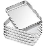 HaWare 6-Piece Toddler Plates, Stainless Steel Kids Plates, Metal Dinner Dish for Children, 7.3' x 5.3' x 0.8' Feeding Baking Camping Tray, Reusable Dinnerware, Non-toxic, Oven Safe & Dishwasher Safe