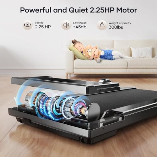 walking pad under desk treadmill for homeoffice with app amp remote control led touch screen small portable walking jogging running machine 300lbs capacity compact walking treadmills