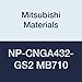 Mitsubishi Materials NP-CNGA432-GS2 MB710 Uncoated CBN CN Type Petit Tip Negative Turning Insert with Hole, Rhombic 80?, Grade MB710, GS Honing/No Wiper, 2 Tip, 0.5" IC, 0.187" T, 0.031" Corner Radius
