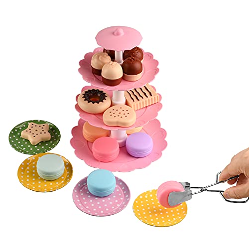 FUQUN 36 Pcs Teeservice Kinder Metall Tee Set Kinder Teeservice mit Dessert Spielzeug Tee Party Rollenspiele… – Bild 6
