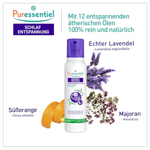 Puressentiel - Dobar san i opuštanje - Sprej za zrak s 12 eteričnih ulja - Pomaže u smirivanju napetosti - 200 ml