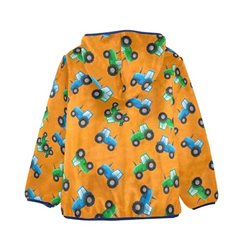 CHIFIGNO Cartoon Tractors Orange Toddler Winter Coat, Boy Fleece Zip up Jacket Warm for Fall Winter Spring 3T2