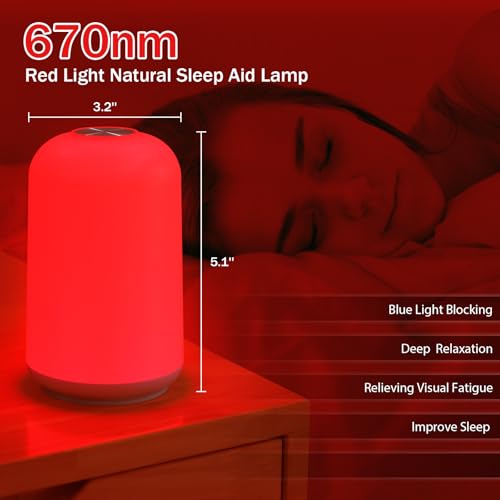 670nm Red Light Night Light for Sleep with Timer, Rechargeable, Dimmable, Sleep Aid Lamp Blue Light Blocking for Improve Sleep, Deep Relaxation, Meditation, Yoga - Image 3