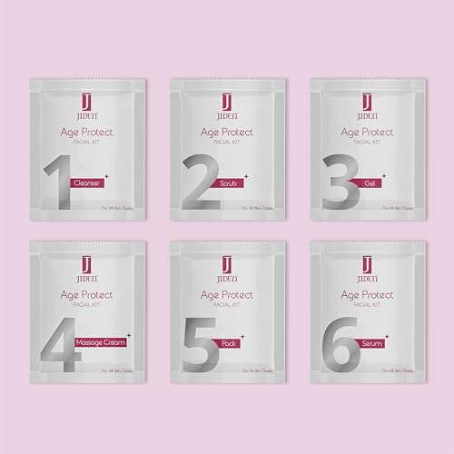 Image of JIDEN Premium Age Protect Facial Kit 30gm 6-Step Anti-Aging Skincare Routine Red Wine Extract, Mulberry Extract & Aloe Vera Hydrating, Brightening & Anti-Wrinkle Face Kit Youthful Glow All Skin Types