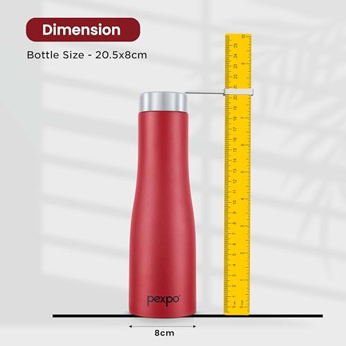 Image of Go24 pexpo Monaco 1000 ISI Certified Stainless Steel Sports /Fridge Water Bottle with Steel Cap, 970ml, Crimson Red | BPA Free | Water Bottle for Office, Gym, School, Yoga, Trekking, Adults&Kids