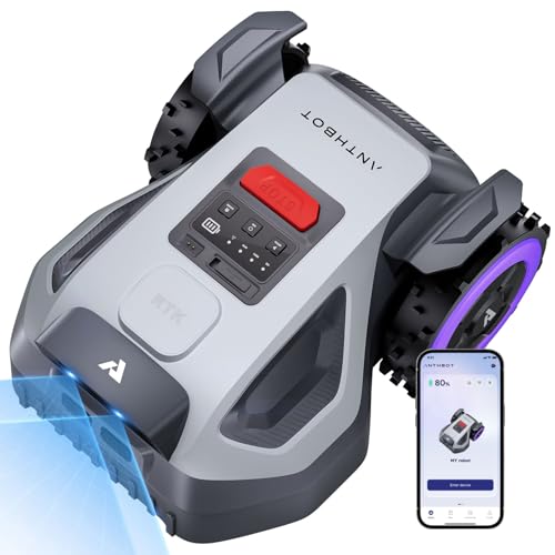 ANTHBOT M5 Mähroboter ohne Begrenzungskabel, Neuer Genie mit RTK-Navigation und Dual-Vision, KI-Hindernisvermeidung, App-Steuerung, für Gärten bis 500 m² (max. 700 m²), Rasenroboter mit 45% Steigung
