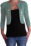  EyeCatchClothing - Celeste Militär Style Cardigan Bolero Jäckchen Mint M/L