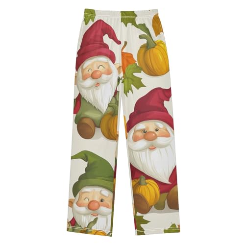 Thankgving Gnome Pumpkin Boys Long Pants Soft Trousers Elastic Waist Kids Lounge Bottoms with Pockets S-XL