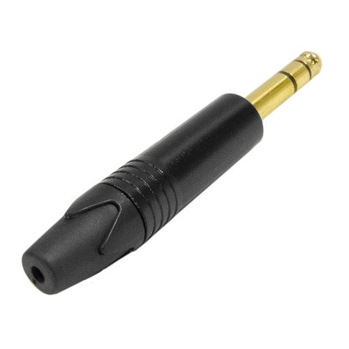 Conector cable estéreo macho 1/4 pulg 3 polos negro y dorado miniatura 2