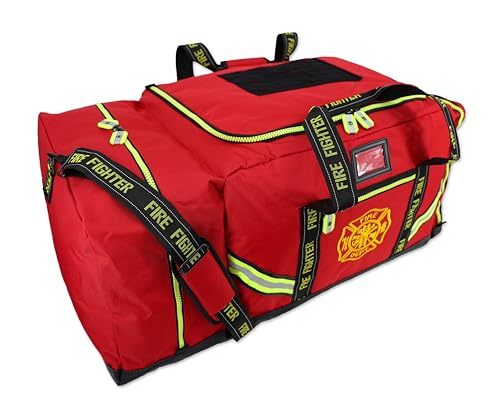Lightning X Products Fireman Premium 3XL Firefighter Rescue Step-In Turnout Fire Gear Bag With Shoulder Strap & Helmet Pocket (Red)