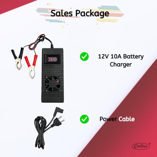 Image of 12V 10A Fast Battery Charger with Digital Voltage Display, Smart Cooling Fan, BIS & ISO Certified, with Multi-Protection