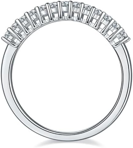 JIHANNA Moissanite Anniversary Rings for Women, 1ct Carat Emerald Cut Solid 925 Sterling Silver Half Eternity Wedding Bands Stackable Ring