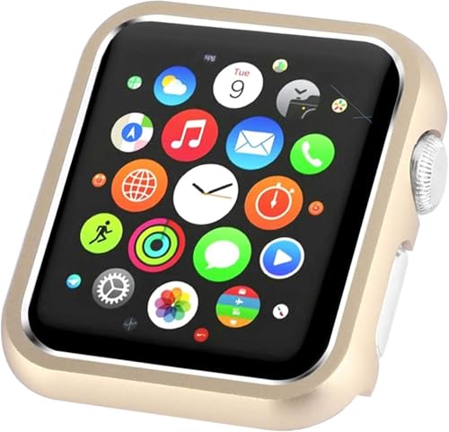 Coque Apple Watch 46mm en aluminium doré antichoc pour iWatch Series 10