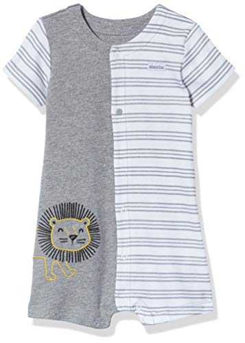 absorba Baby Boys' Short Sleeves Romper, Grey/White Stripes, 3-6 Months