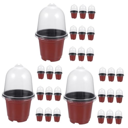 Gadpiparty 30個 セット ふた付き苗ポット プラスチック ガーデニングポット スターターポット 屋外 花植木鉢 湿度ドーム付き育苗ポット 播種ポット 庭の植木鉢 多肉植物の育苗ポット 花器