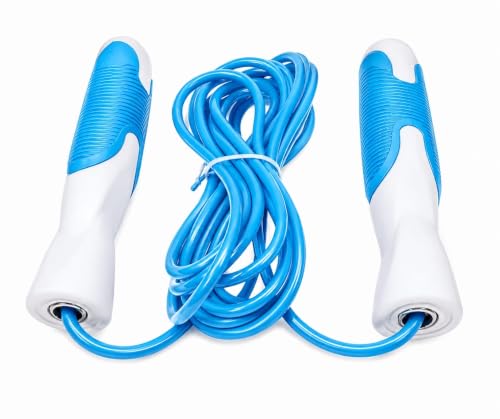 Image of worldwide Skipping Ropes for Men, Women & Kids | Adjustable Jump Ropes with Textured Plastic Grip Tangle-Free Speed Ropes for Fitness, Weight Loss & Home Workout | Exercise Ropes (SKYBLUE)