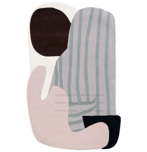 Image of Hand Tufted Irregular Unshaped Designer Woolen Carpets for Living Room Bedroom and Hall Size 4x6 Feet (120x180 cm) Color B3 Multi