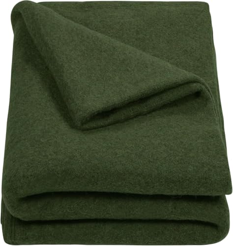 REDCAMP Wolldecke, Warme und Dicke 80% Schafwolle Campingdecke-Kaltes Wetter Ideal für draußen, Camping, Stadion Winddichte Decke, Picknicks, Reisen und Heimnutzung, maschinenwaschbar Grün(220x160)
