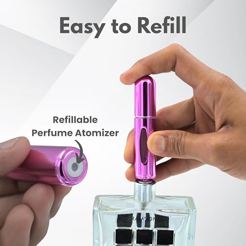 Image of Munshi & Saint Mini Perfume Refill Bottle, Easy To Refill & Carry Pocket Size Aluminium Glass Empty Bottle - 5Ml (Pack Of 2), Multicolour