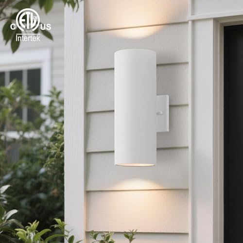 Image of mirrea 14 inch Modern Outdoor Porch Light in 2 Lights, Matte White, 2 Pack
