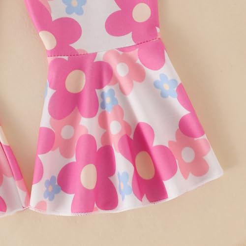 Image of Baby Girl Clothes Fall Winter Long Sleeve Bear Cartoon Sweatshirt Flare Pants Bow Headband Set 6 Months-4 Years Old