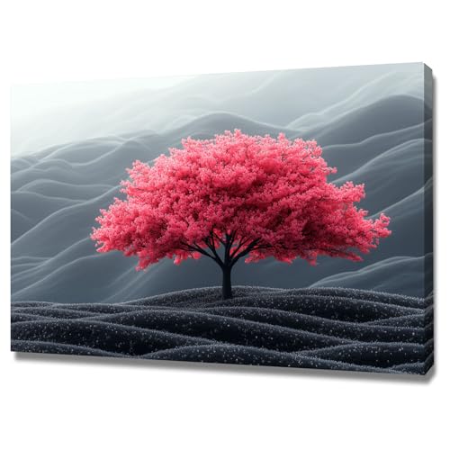 Tableau Fleurs Cerisiers Roses Impression sur Toile 20x30cm Encadrée pour Salon TERUEA