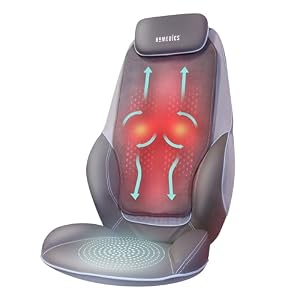 HoMedics ShiatsuMax, Sedile Massaggiante Shiatsu per Schiena, Area Lombare e Spalle, Poltrona Massaggiante Elettrica con 14 Programmi di Massaggio a Intensità Variabile, Funzione Calore 14 Programmi di Massaggio ShiatsuMax 2.0 120 x 50 cm Grigio Single