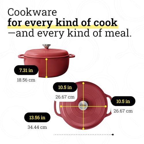 Lodge Essential Enamel Cast Iron Dutch Oven, 6 Quart, Cranberry - image 5