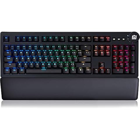 Deco Gear Customizable Mechanical Keyboard with Cherry MX Red Switches, RGB Lighting, Quick Access Function Keys, Detachable Ergonomic Wrist Pad, 104 Keys, USB Plug-n-Play Cover