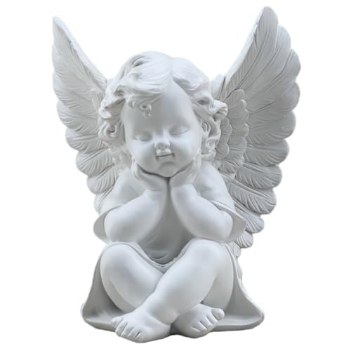 Figura Decorativa Ángel Blanco Resina 4.05x3.62x4.88 in