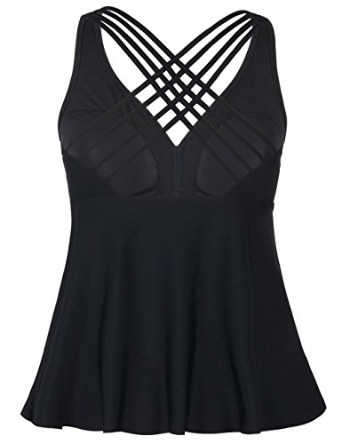 Firpearl Women's Tankini Swimsuits Cross Back Flowy Swim Tops Modest Swimwear3