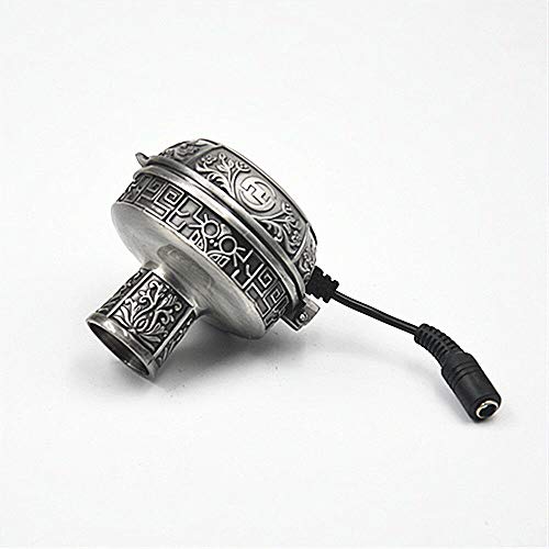 FLAHA Electrical Hookah Head E-Shisha Hose Charcoal Holder Heater with Wind Cover Hookah Bowl, with Heat Management System Box Burner Hookah Electronic Carbon (Silver Set)