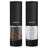 Electric Salt and Pepper Grinder Set Rechargeable Automatic Salt and Pepper Mill Shakers with 6 Adjustable Coarseness and LED Lights, Kitchen Gadgets, Housewarming Gifts for New Home, 2 Pack, Black