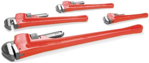 Performance Tool W1136 4pc Heavy-Duty Adjustable Straight Pipe Wrench (8, 10, 14 & 24-Inch)