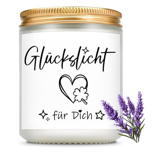 Duftkerze Kerze mit Spruch Glückslicht Geschenke für Frauen 7OZ Kerze im Glas Kerze Danke Geschenk für Frau Freundin Kollegen Mama Oma Geburtstag