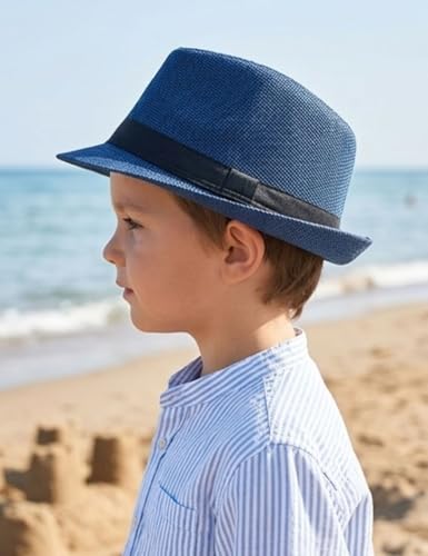 Image of BookMyCostume Blue Western Cowboy & Ballroom Style Hat | Fancy Dress Accessory for Dance, Stage Shows & Theme Parties For Kids